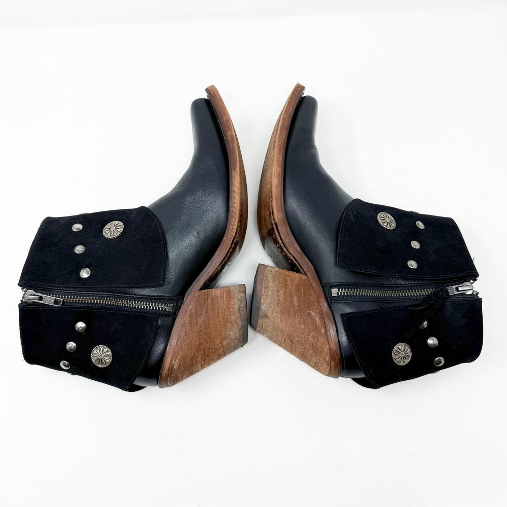 Justin X Reba Black Leather & Suede Western Ankle Boots Women's Size 9 - Picture 5 of 9